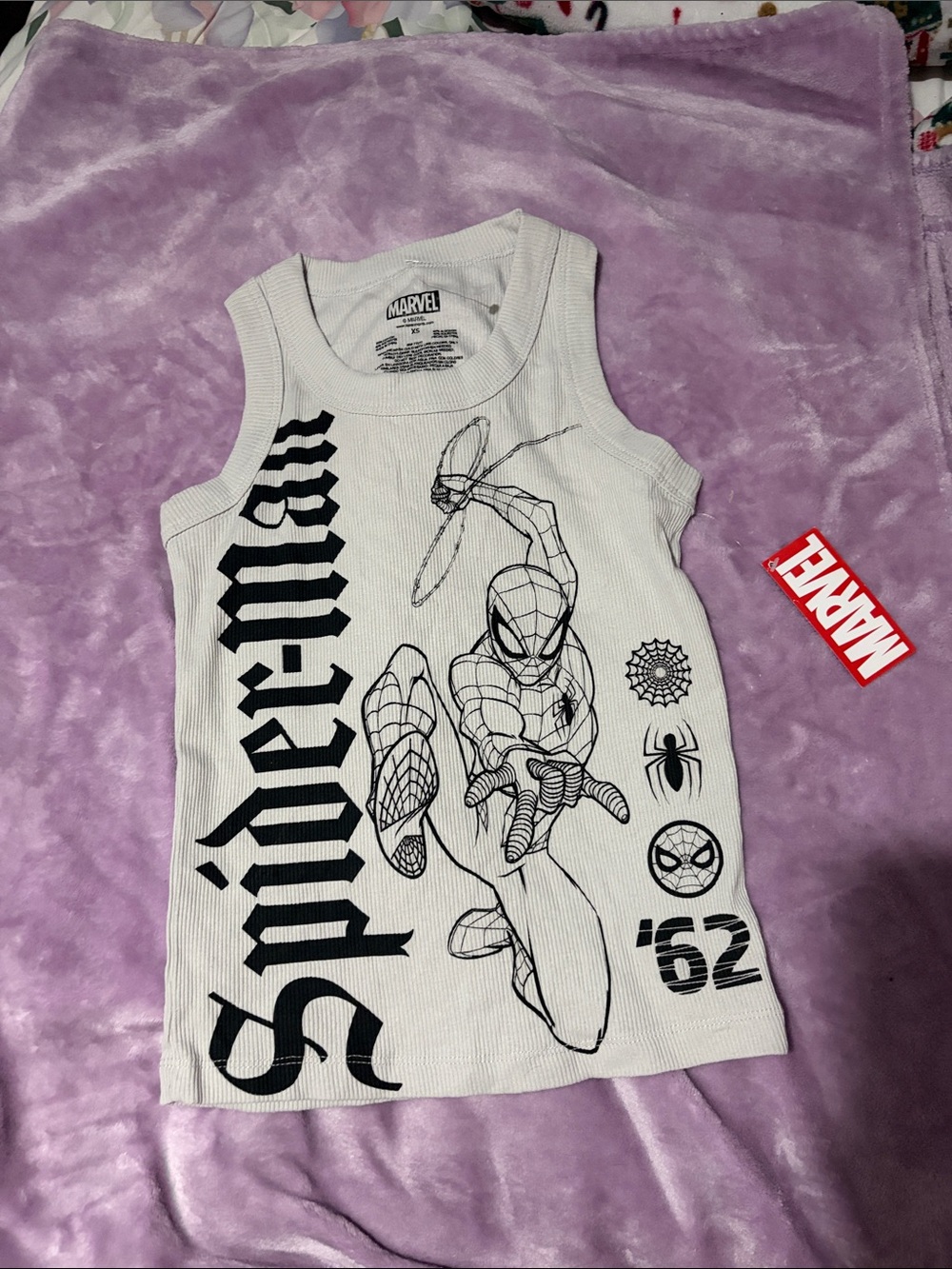 Marvel White & Black Spider-Man Graphic Tank Top